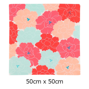 Handmade Furoshiki cloth Organic cotton: Pink and red Peony