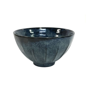 Mino ware Rice bowl: Kezuri Indigo