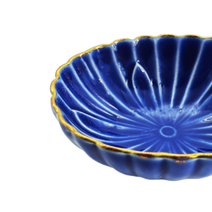 Mino ware plate/bowl 7,7cm: Chrysanthemum blue