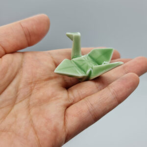 Mino ware: Origami crane Hiwa green