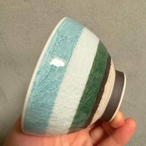 Hasami ware Rice bowl: Knit stripe Green