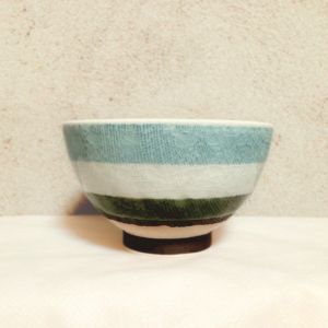 Hasami ware Rice bowl: Knit stripe Green