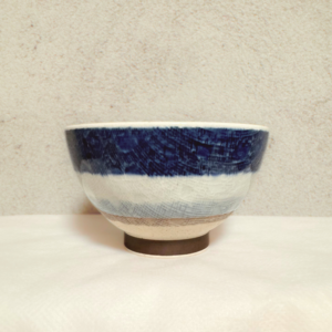 Hasami ware Rice bowl: Knit stripe Blue