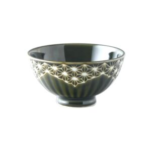 Mino ware Rice bowl: Asa Dark green