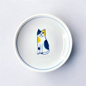 Arita ware plate 10,5cm: Neko Cat Yellow