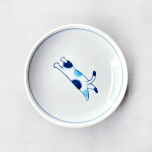 Arita ware plate 10,5cm: Neko Cat Light Blue