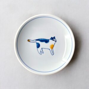 Arita ware plate 10,5cm: Neko Cat Light Orange