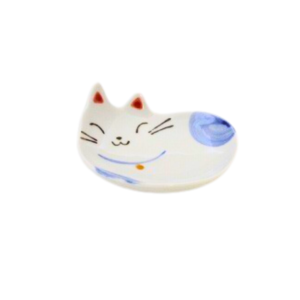 Cat plate: Mikeneko blue 8cm