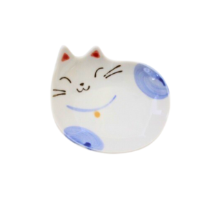 Cat plate: Mikeneko blue 8cm