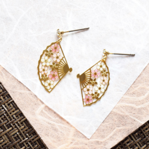 Ogi and sakura motif earrings (titanium post)