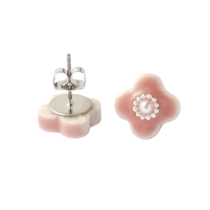 Mino ware: Kobana pearl Sakura earrings