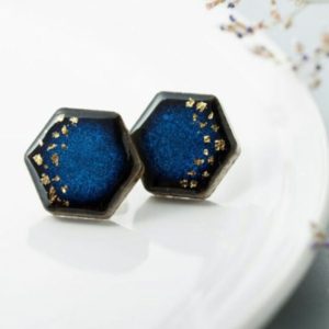 Mino ware: Indigo and gold earrings (Princess Kako)