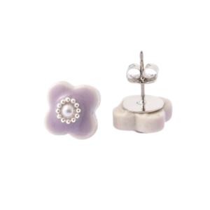 Mino ware: Kobana pearl Awafuji earrings