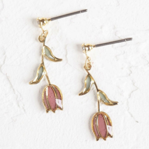 Tulipanøredobber/Tulip Earrings: Rødt/Red (titanium post)