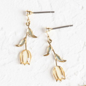 Tulipanøredobber/Tulip Earrings: Hvit/White (titanium post)