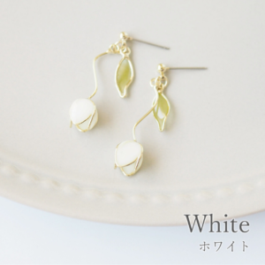 Pastell Tulipanøredobber/Pastel Tulip Earrings: Hvit/White (titanium post)