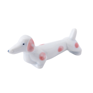 Mino ware: Dachshund chopsticks rest Rosa/Pink