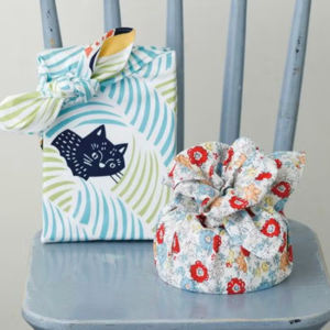 Handmade Furoshiki cloth: Katakata cat Blue