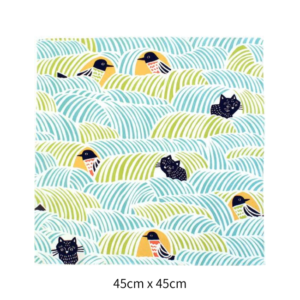 Handmade Furoshiki cloth: Katakata cat Blue